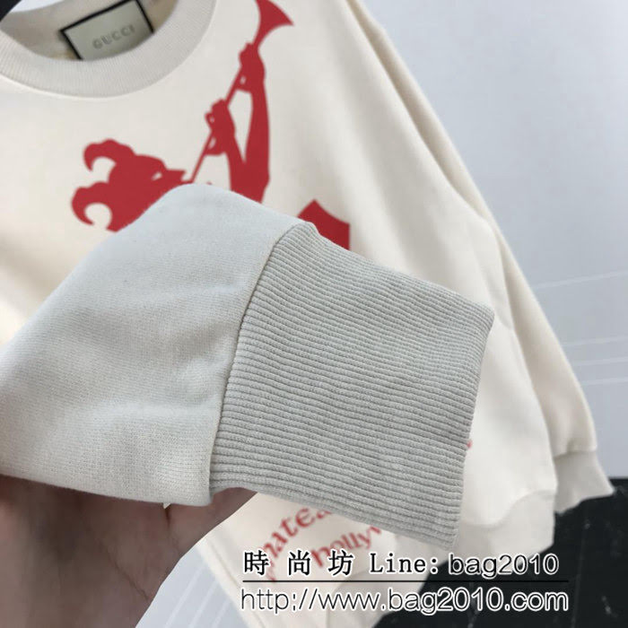 GUCCI古馳 18ss新款 人物吹嗩呐 後背花朵印花圖案 抓絨衛衣 男女同款 ydi1737